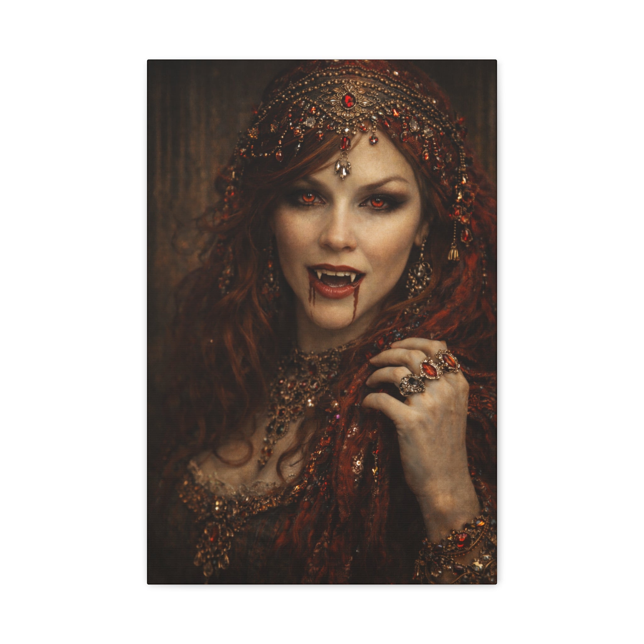 Vampire Queen Portrait Canvas — Gothic Vampire Wall Art