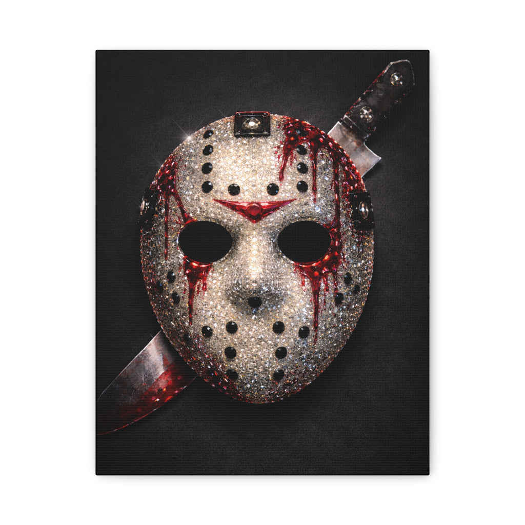 Horror Mask Canvas Print — Bloodied Mask Matte Stretched Wall Art ready to diamond paint