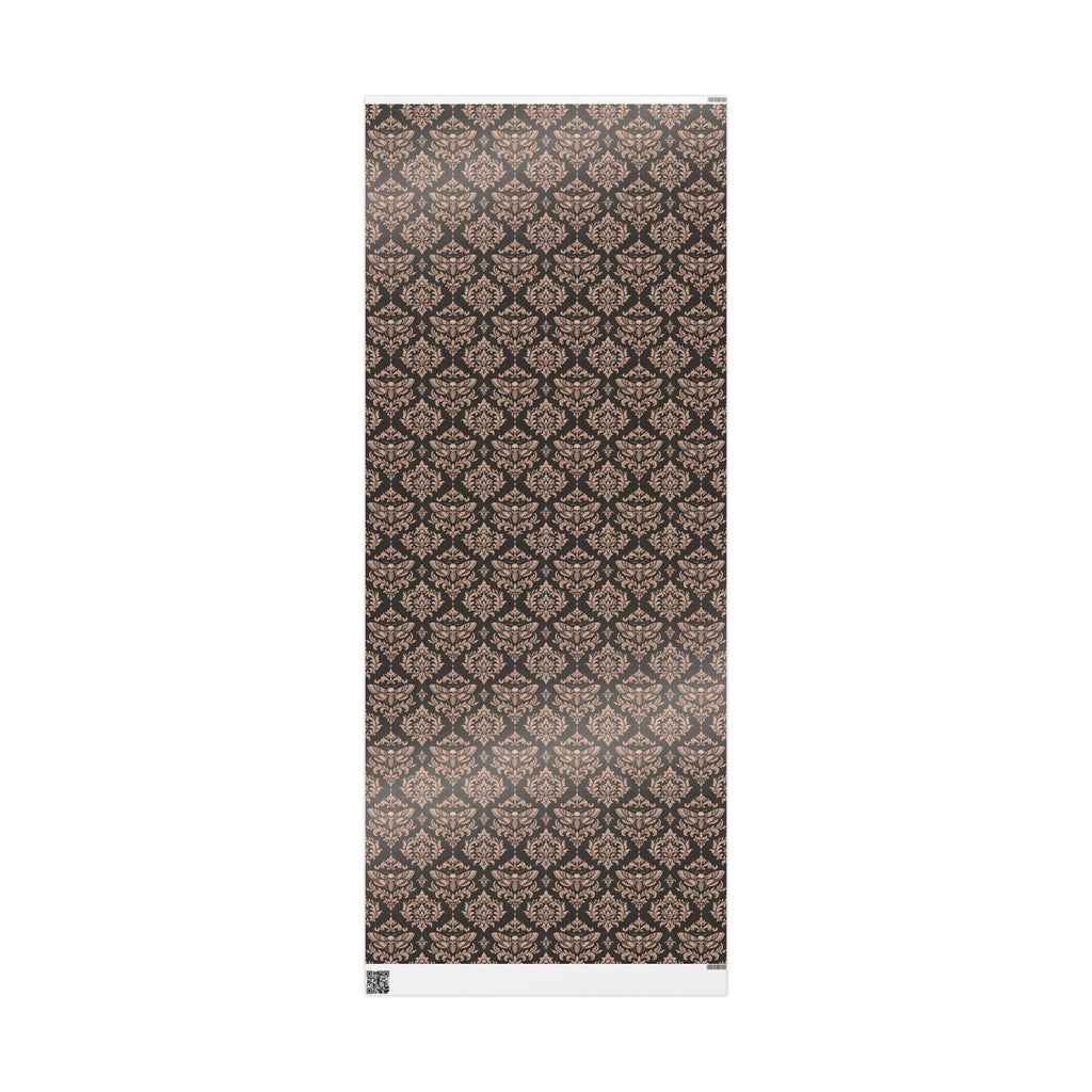 Vintage Damask Wrapping Paper Roll — Elegant Black & Rose Gold Gift Wrap