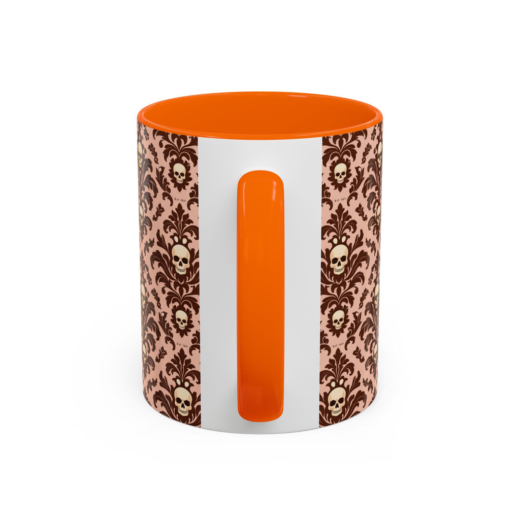 Skull Damask Accent Coffee Mug — Gothic Vintage Pattern (11/15 oz)