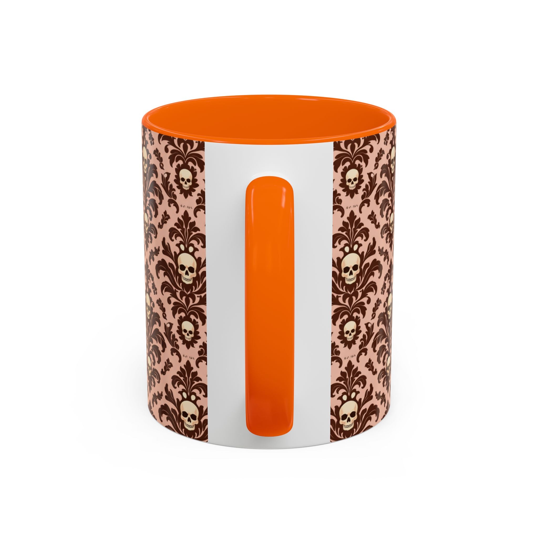 Skull Damask Accent Coffee Mug — Gothic Vintage Pattern (11/15 oz)