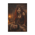 Vampire Femme Fatale Matte Canvas Print — Gothic Horror Wall Art