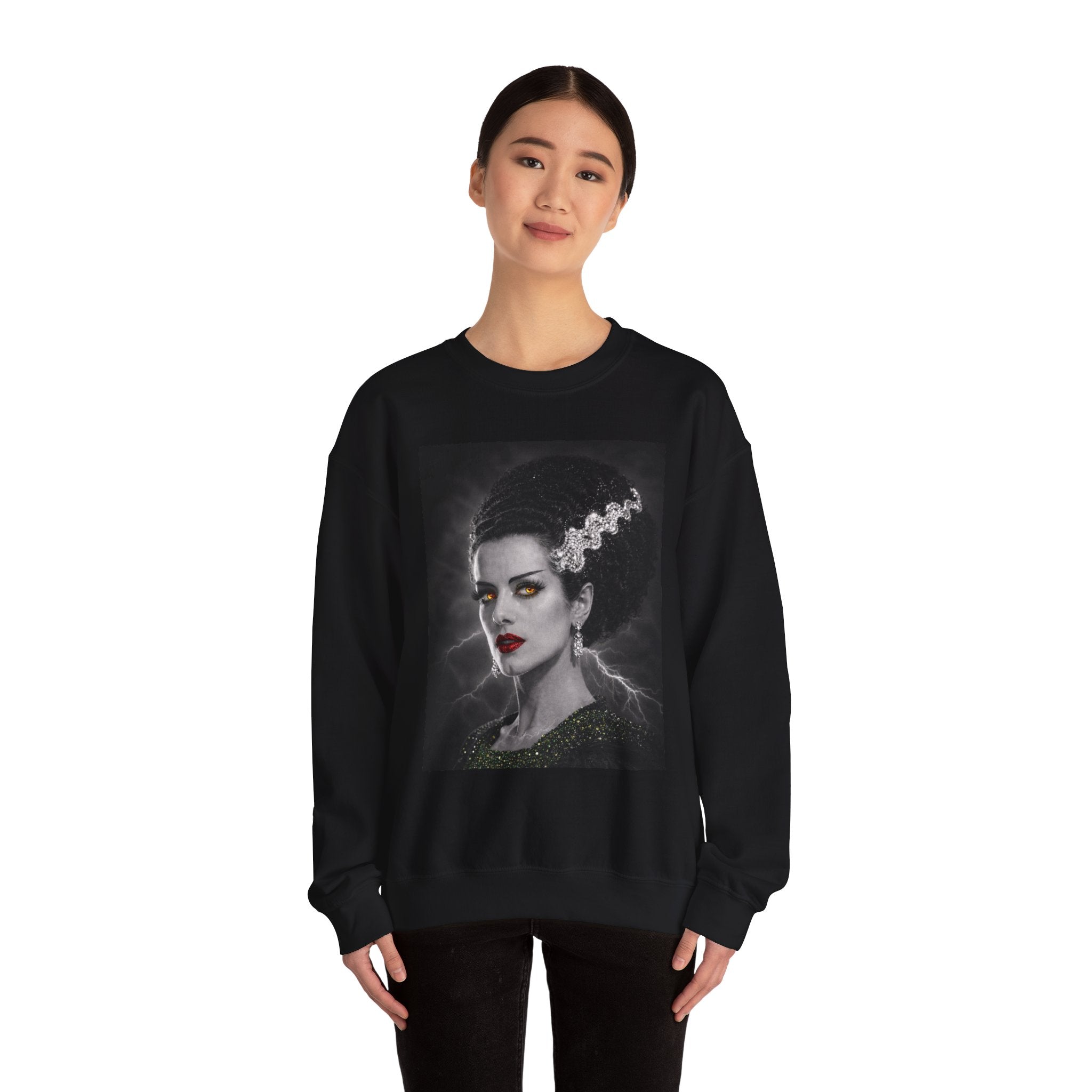 Bride of Frankenstein Sweatshirt — Gothic Horror Portrait Crewneck