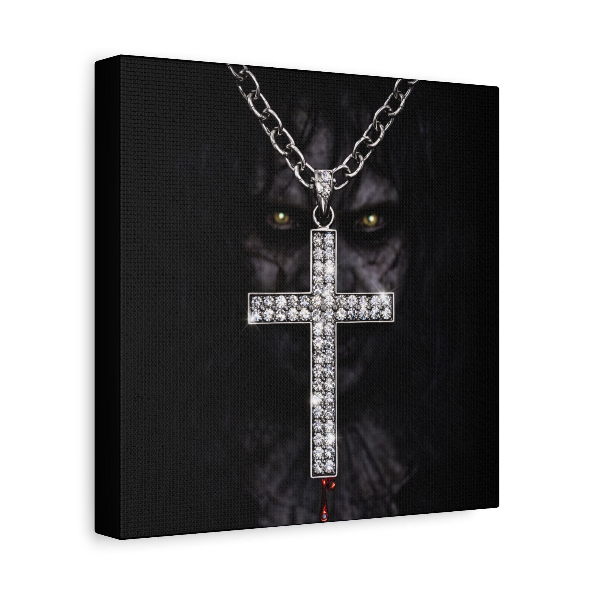 Gothic Vampire Cross Canvas Print — Dark Horror Wall Art