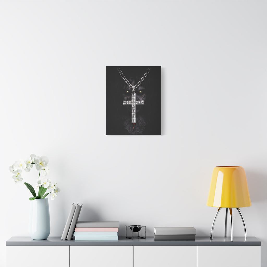 Gothic Vampire Cross Canvas Print — Dark Horror Wall Art