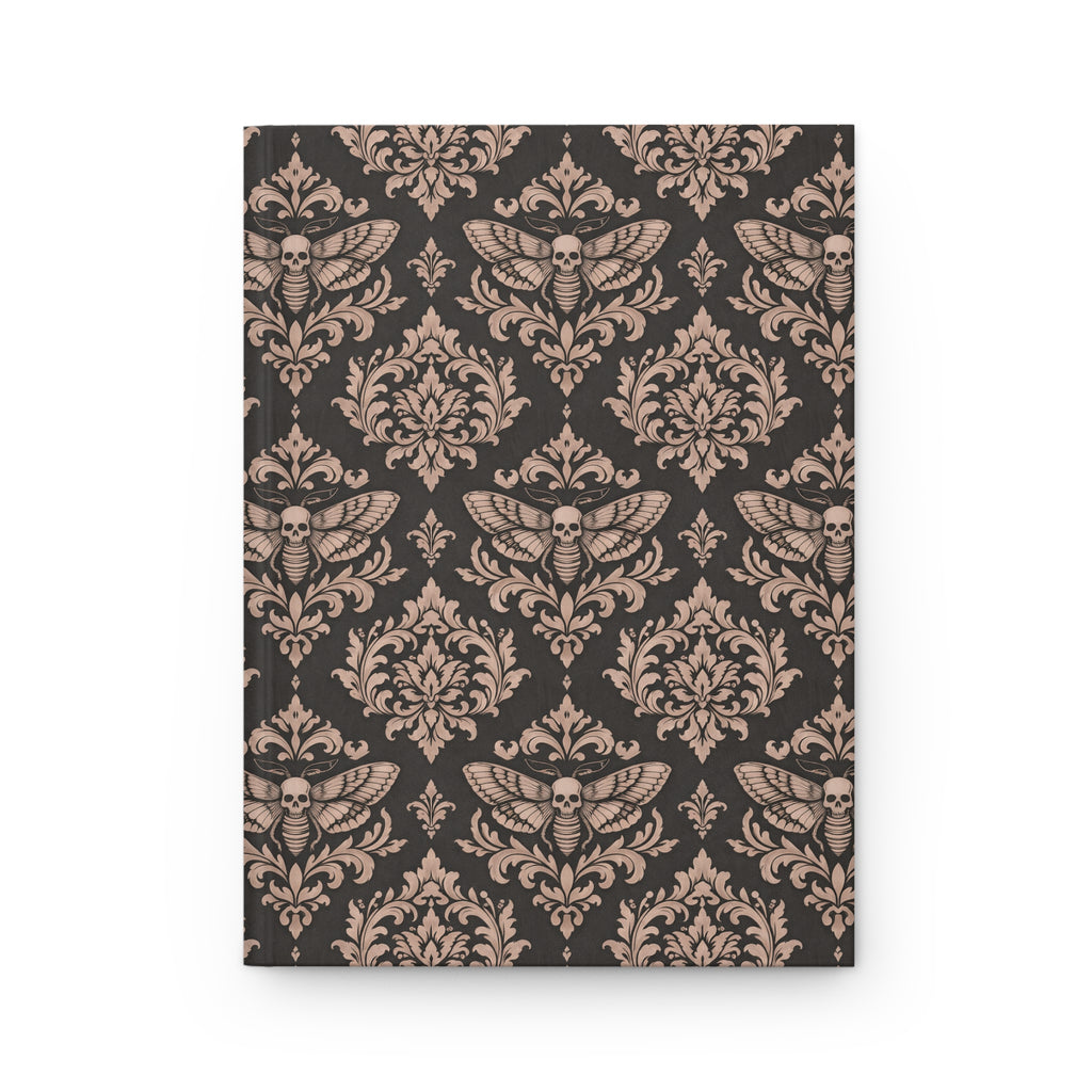 Victorian Moth Damask Hardcover Journal — Gothic Floral Notebook