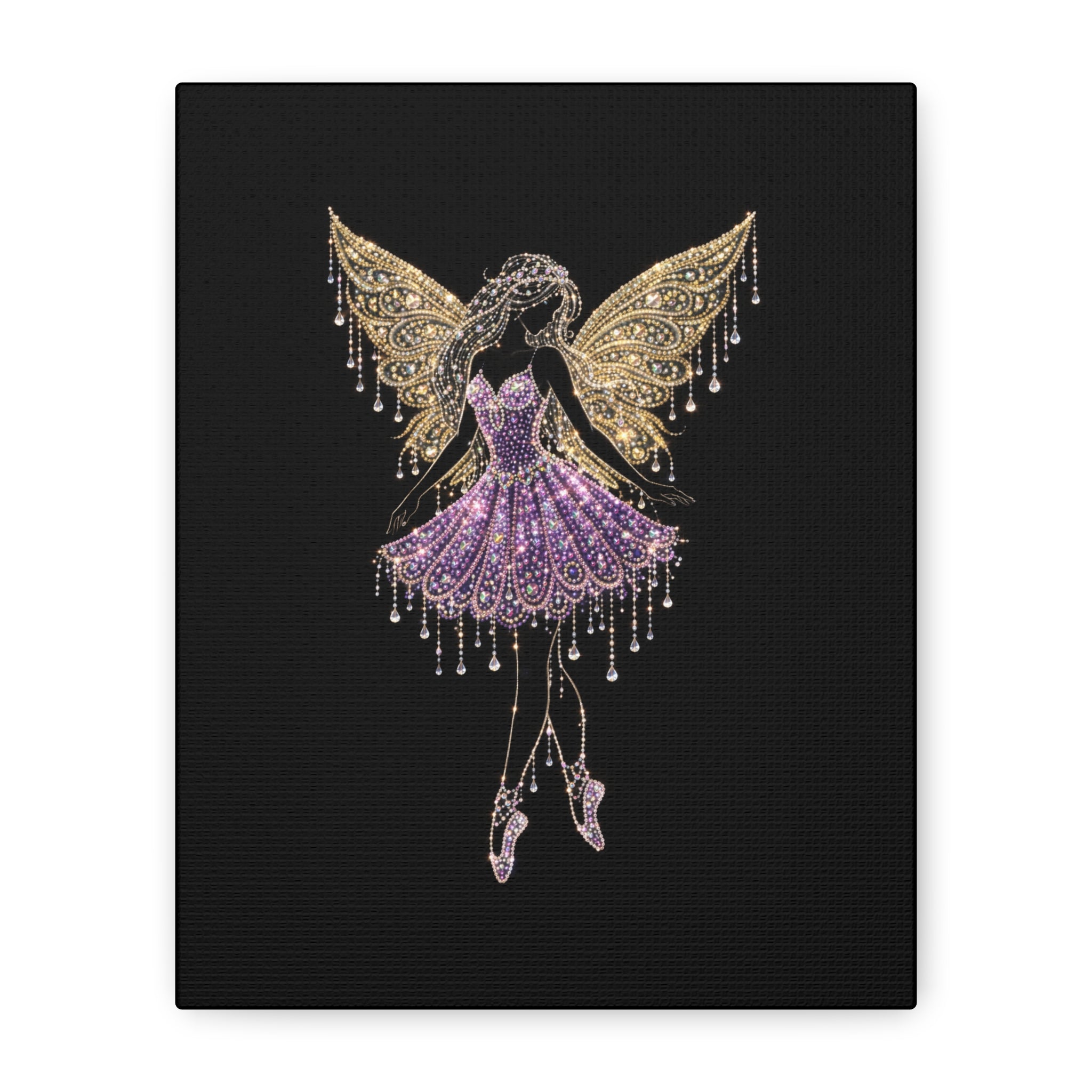 Fairy Ballerina Canvas Art — Sparkling Purple & Gold Wall Decor