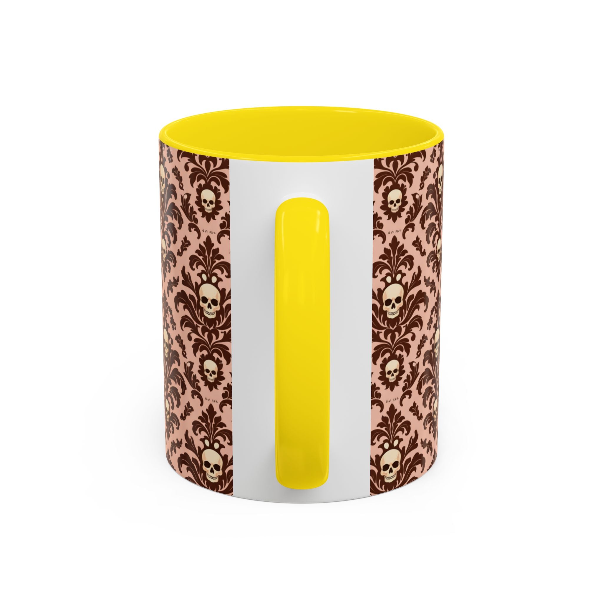 Skull Damask Accent Coffee Mug — Gothic Vintage Pattern (11/15 oz)