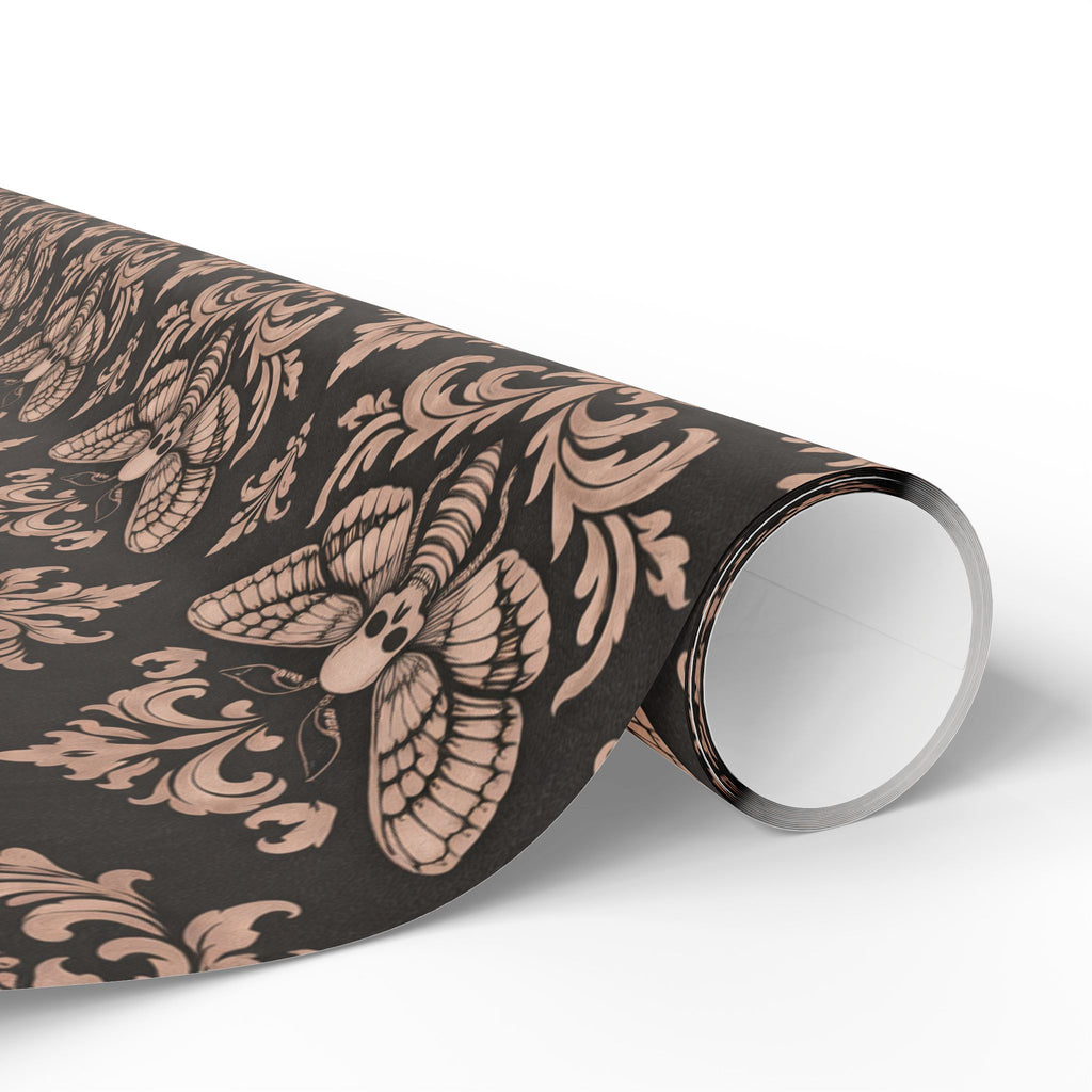 Vintage Damask Wrapping Paper Roll — Elegant Black & Rose Gold Gift Wrap