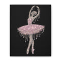 Ballet Dancer Sparkle Matte Canvas Wall Art — Pink Rhinestone Ballerina on Black