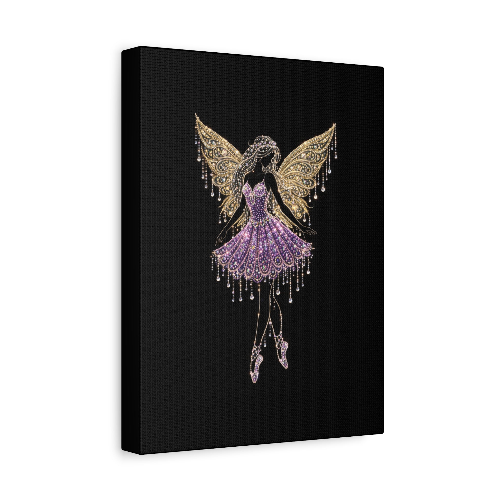 Fairy Ballerina Canvas Art — Sparkling Purple & Gold Wall Decor