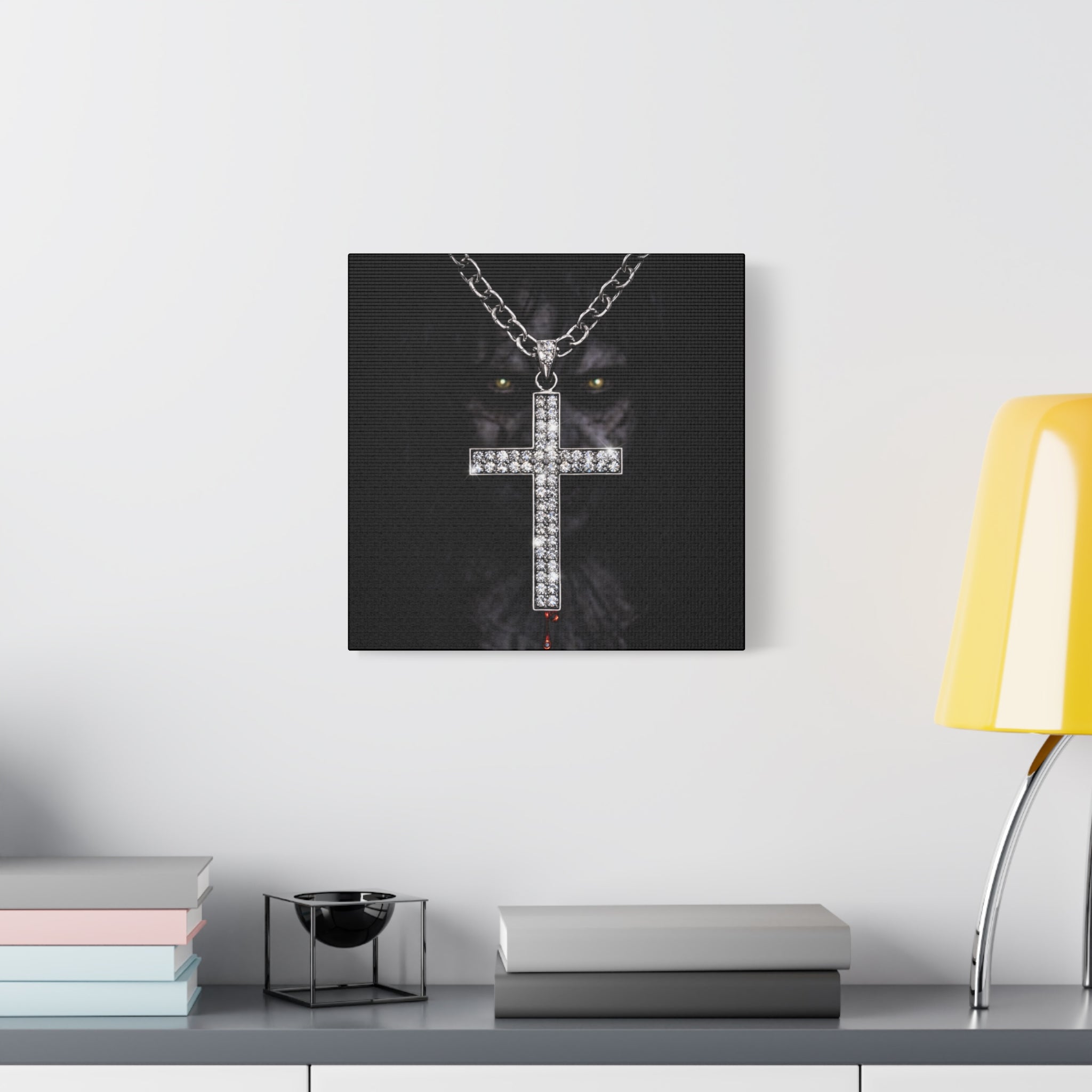 Gothic Vampire Cross Canvas Print — Dark Horror Wall Art