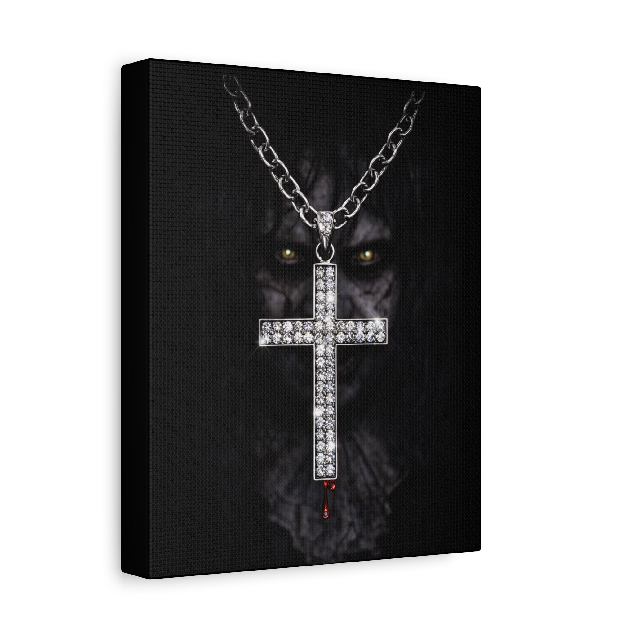 Gothic Vampire Cross Canvas Print — Dark Horror Wall Art